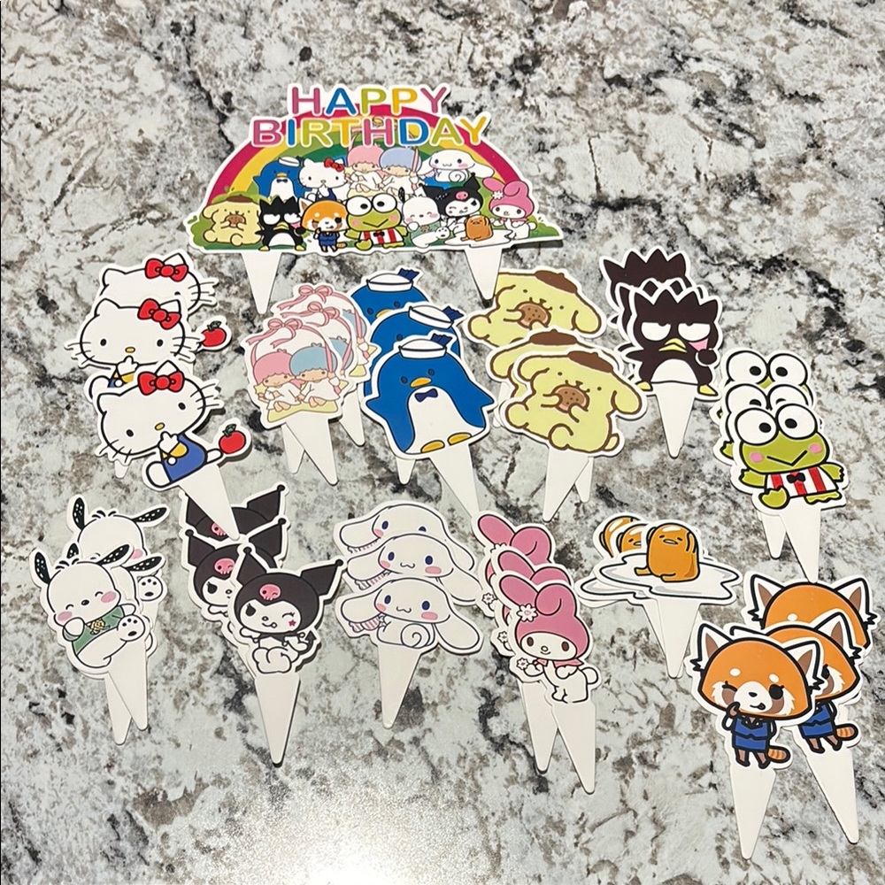 Hello Kitty Friends Cake Cupcake Stick Toppers Party Supply Decorations. 37pcs - Picture 1 of 4